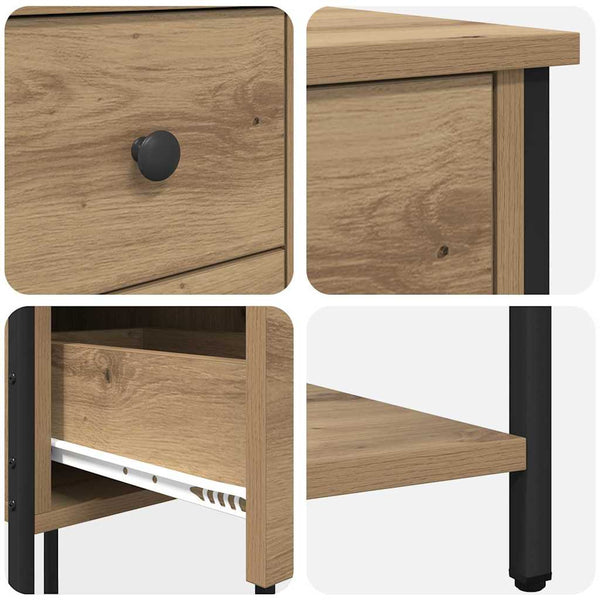 Nachttisch 2er Set Eiche 32x42x70 cm
