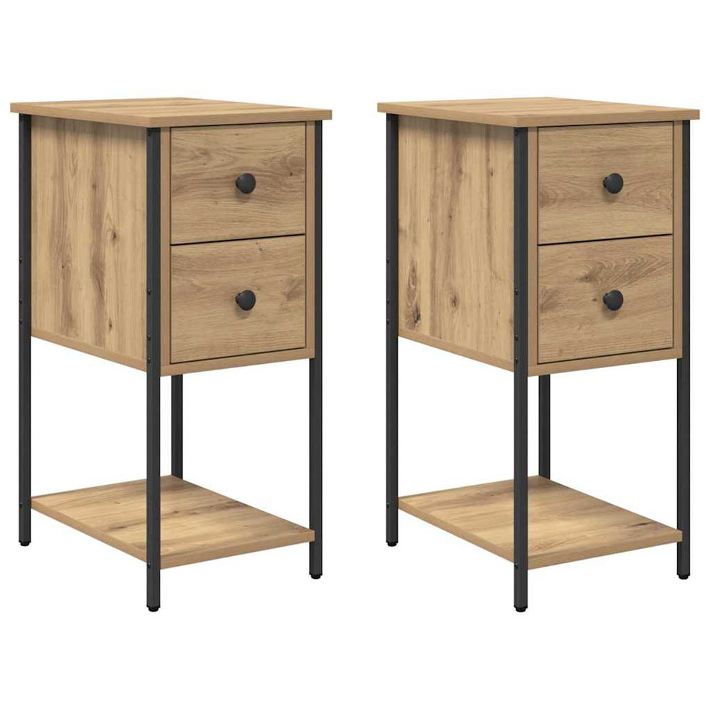 vidaXL Bedside Cabinet 2 pcs Artisan Oak 32 x 42 x 70 cm