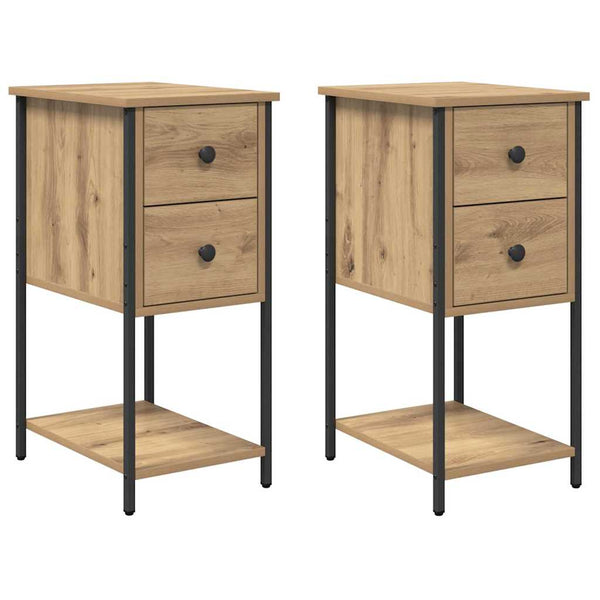 Nachttisch 2er Set Eiche 32x42x70 cm