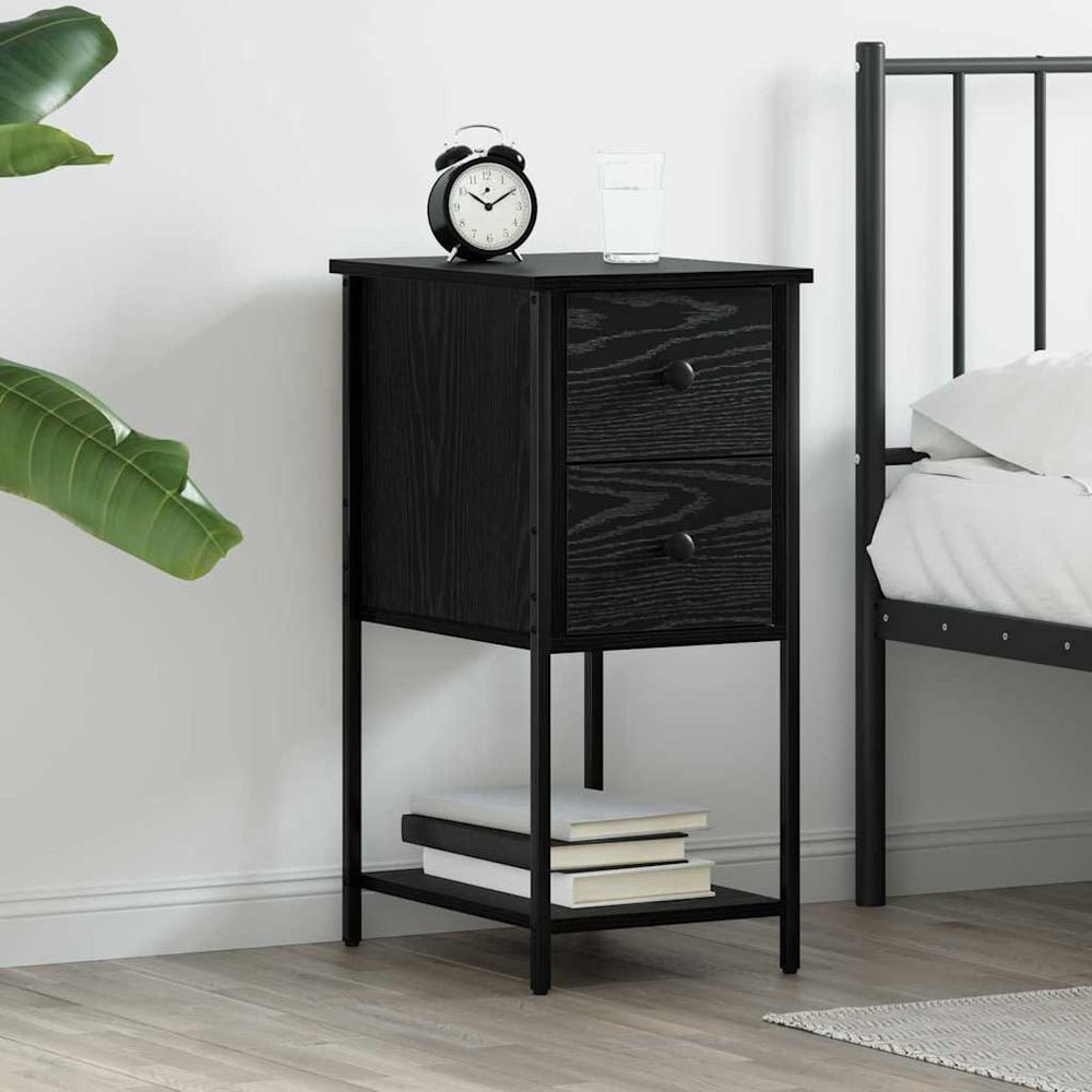 vidaXL Bedside Table Black Oak 32 x 42 x 70 cm Engineered Wood
