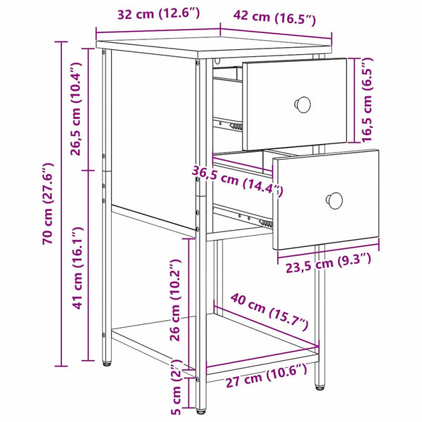 Nachttisch Schwarze Eiche Holz