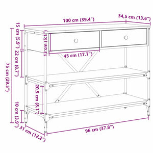 Schwarzer Konsolentisch Eichen-Optik 100cm