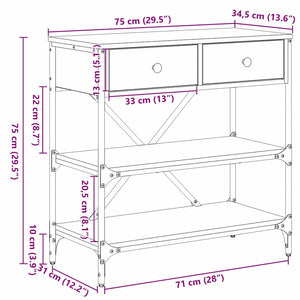 Schwarzer Konsolentisch Eichen-Optik 75 cm