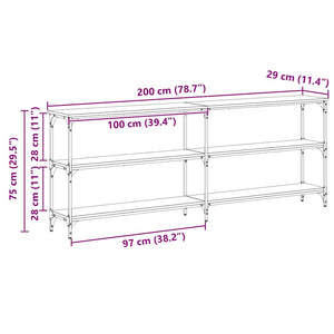 Konsolentisch Altholz 200cm mit Metallrahmen