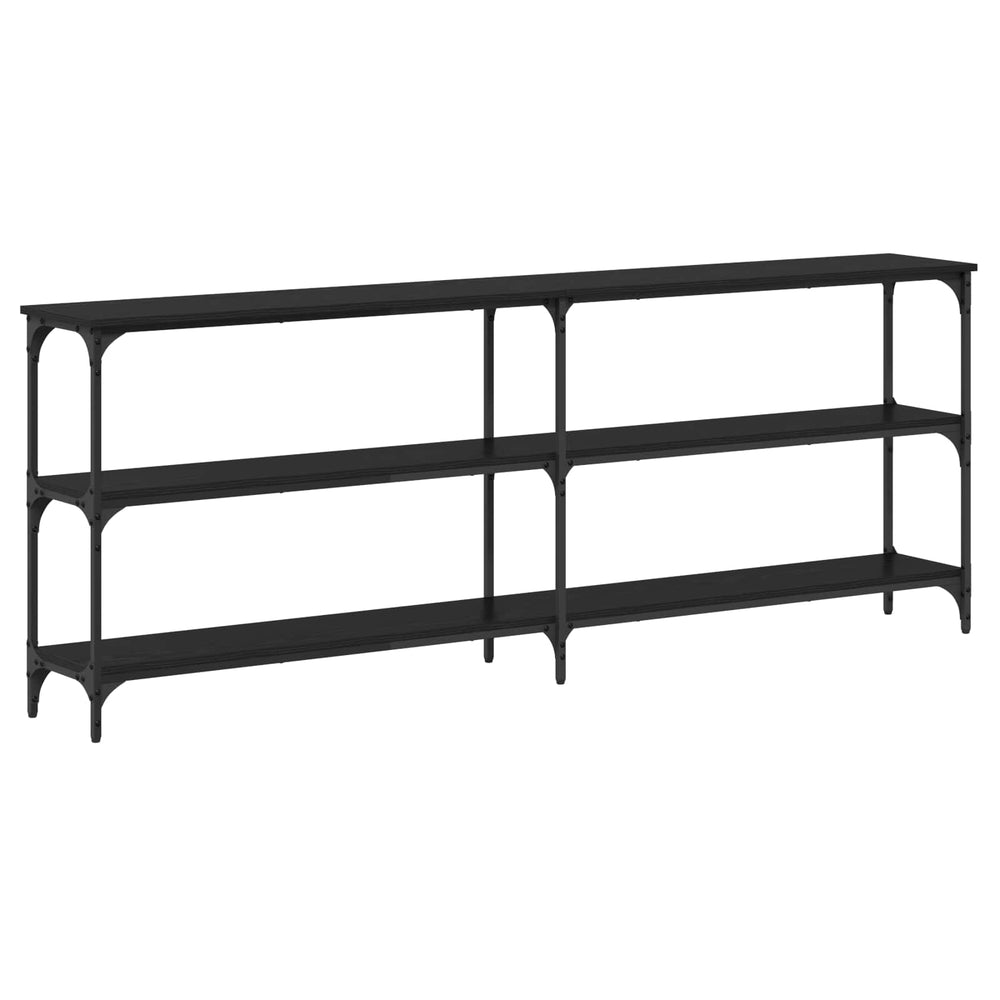 vidaXL Table console noir aspect chêne 200 x 29 x 75 cm