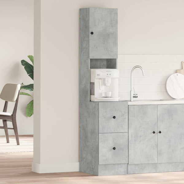 Grauer Küchenschrank mit Regal, 180 cm hoch