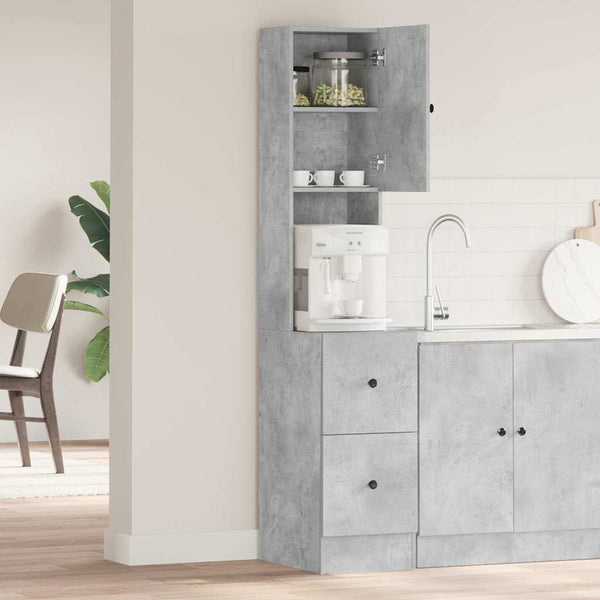 Grauer Küchenschrank mit Regal, 180 cm hoch