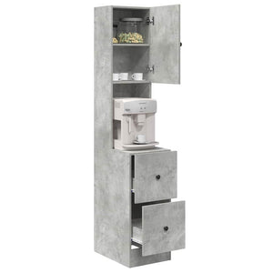 Grauer Küchenschrank mit Regal, 180 cm hoch