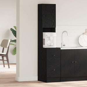 Buffet de cuisine vidaXL avec étagère Noir aspect chêne 32 x 50 x 180 cm