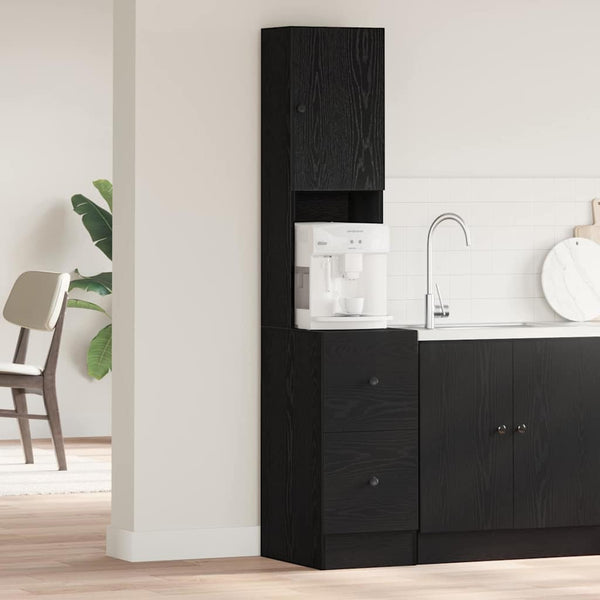 Buffet de cuisine vidaXL avec étagère Noir aspect chêne 32 x 50 x 180 cm