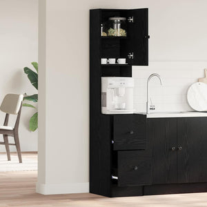 Buffet de cuisine vidaXL avec étagère Noir aspect chêne 32 x 50 x 180 cm