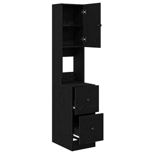 Buffet de cuisine vidaXL avec étagère Noir aspect chêne 32 x 50 x 180 cm