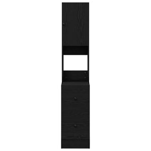 Buffet de cuisine vidaXL avec étagère Noir aspect chêne 32 x 50 x 180 cm