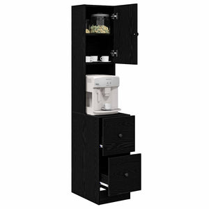 Buffet de cuisine vidaXL avec étagère Noir aspect chêne 32 x 50 x 180 cm