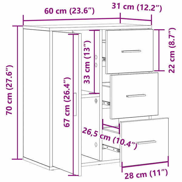Sideboard Altholz mit Schubladen 60x31x70 cm