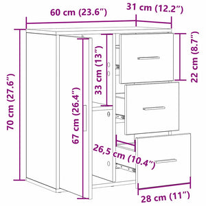 Schwarzes Sideboard Eichenoptik 60cm