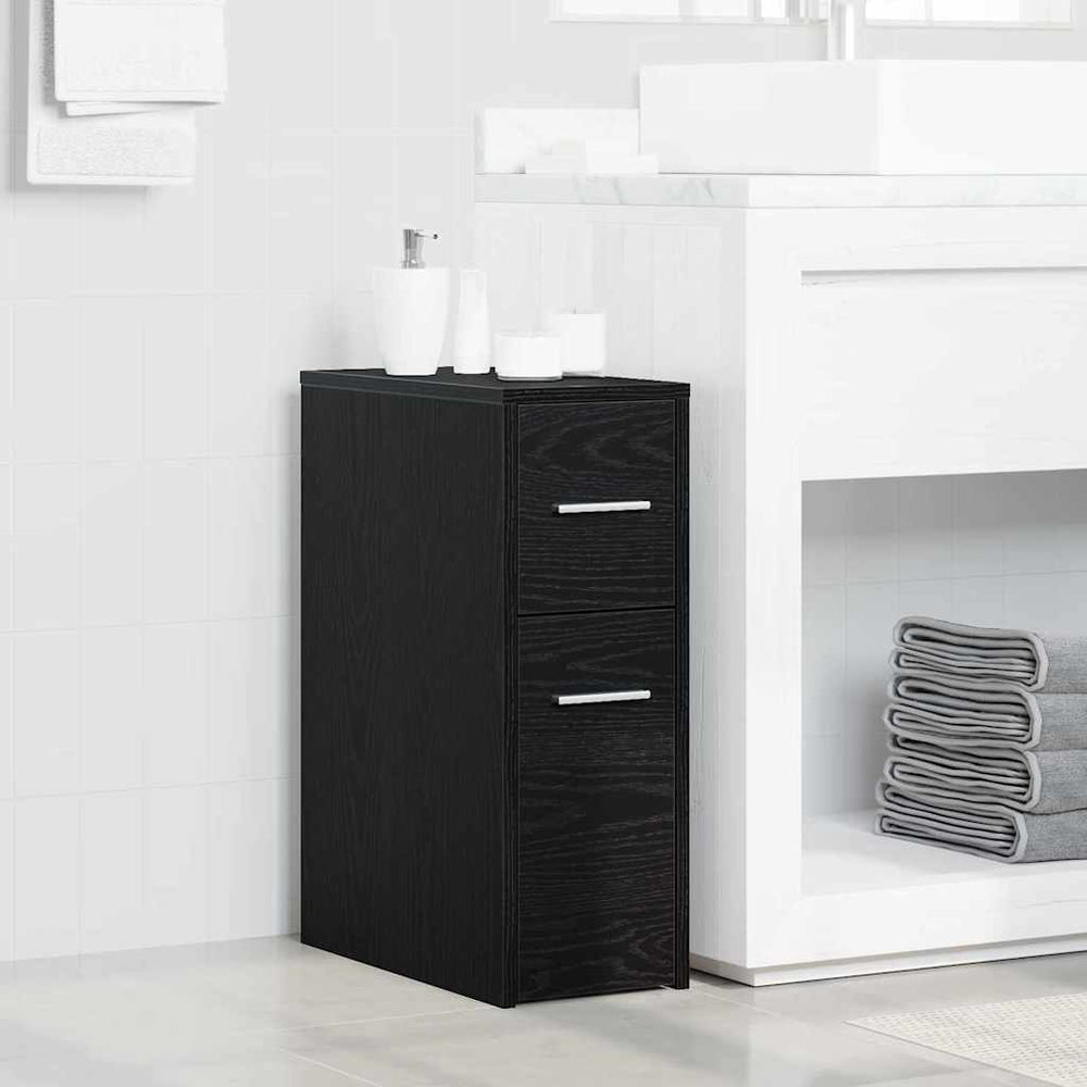 vidaXL Ensemble de meubles de salle de bain noir aspect chêne 22 x 44 x 61,5 cm