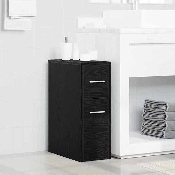 vidaXL Ensemble de meubles de salle de bain noir aspect chêne 22 x 44 x 61,5 cm