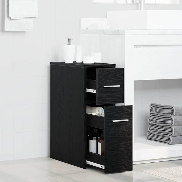 vidaXL Ensemble de meubles de salle de bain noir aspect chêne 22 x 44 x 61,5 cm