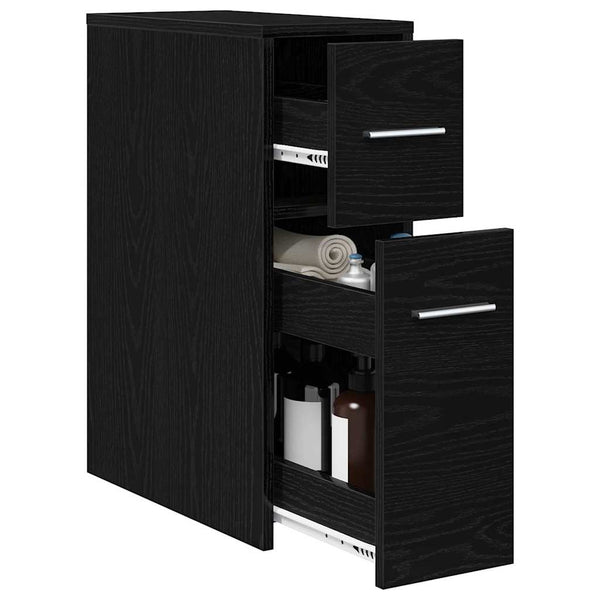 vidaXL Ensemble de meubles de salle de bain noir aspect chêne 22 x 44 x 61,5 cm
