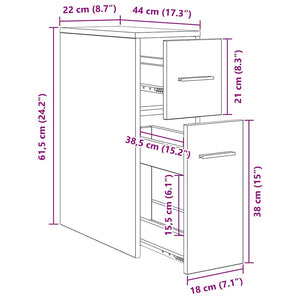 vidaXL Ensemble de meubles de salle de bain noir aspect chêne 22 x 44 x 61,5 cm