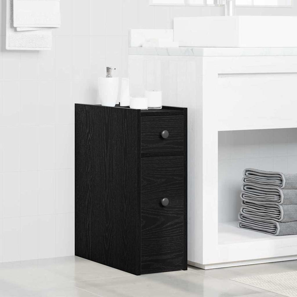Badmöbel Set Schwarz Eichen-Optik 80cm