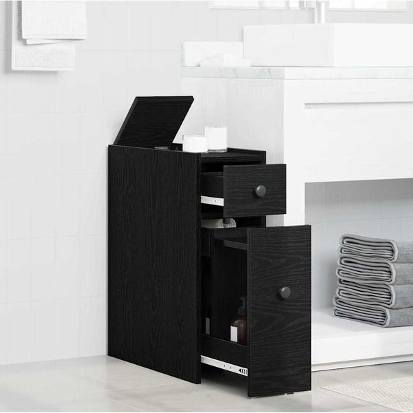 Badmöbel Set Schwarz Eichen-Optik 80cm