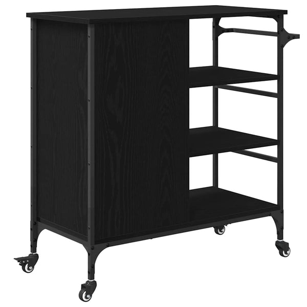 Küchenwagen Schwarz Eichenoptik 87,5 cm