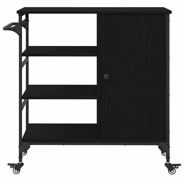 Küchenwagen Schwarz Eichenoptik 87,5 cm