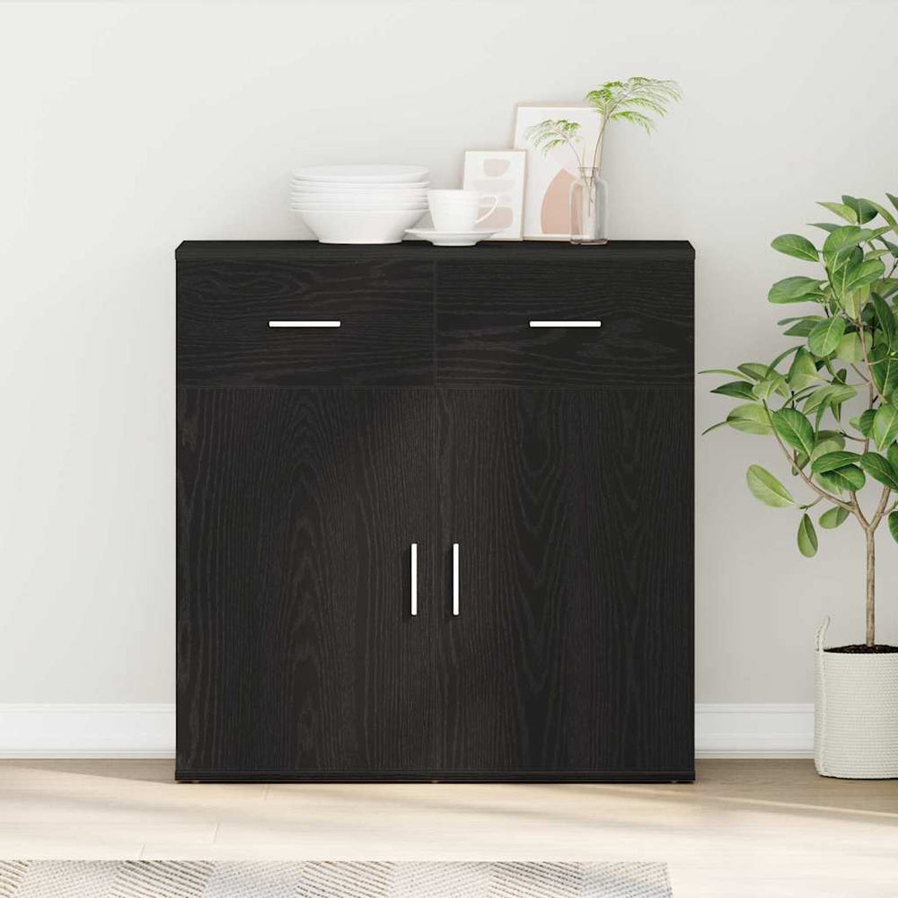 vidaXL Sideboard Black Oak Look 78 x 38 x 80 cm Engineered Wood