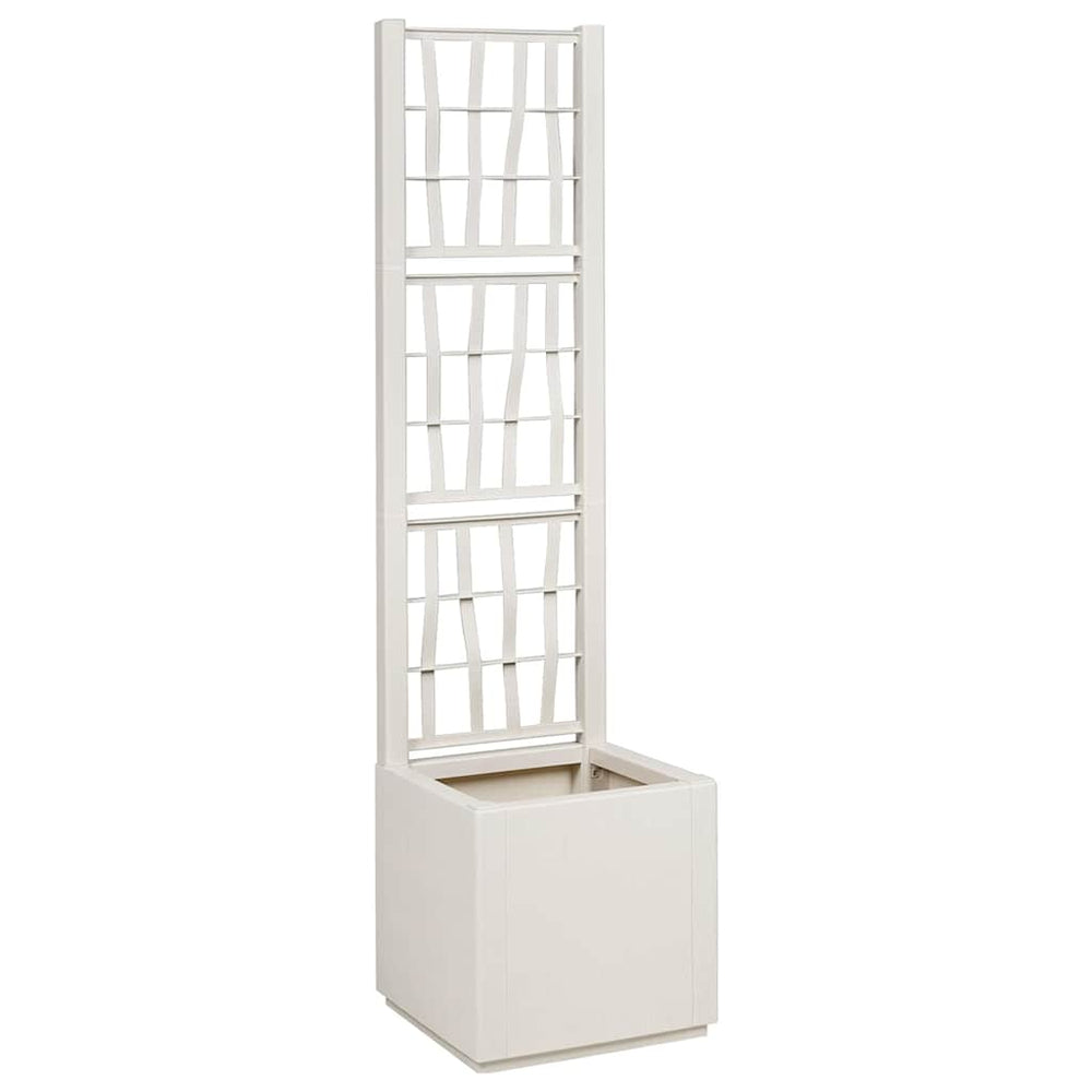 vidaXL Garden Planter with Trellis White 36 x 36 x 140 cm PP