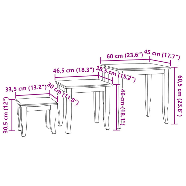 Nesttische 3er Set Braun Mahagoni