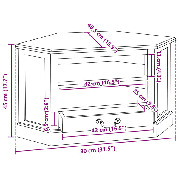 Eck-TV-Schrank Mahagoni Braun