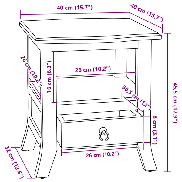 Nachttisch Braun Massivholz Mahagoni 40x40 cm