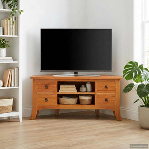 vidaXL Meuble TV Bois d'acajou massif Naturel 100 x 40,5 x 46 cm