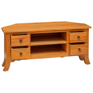 vidaXL Meuble TV Bois d'acajou massif Naturel 100 x 40,5 x 46 cm