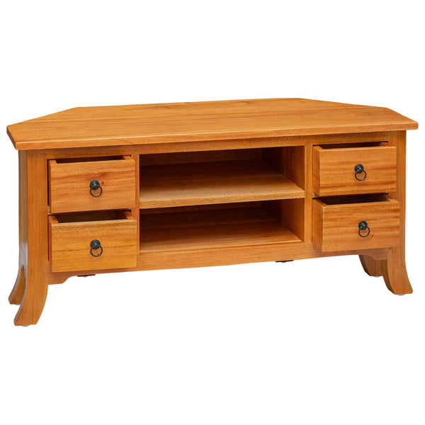 vidaXL Meuble TV Bois d'acajou massif Naturel 100 x 40,5 x 46 cm