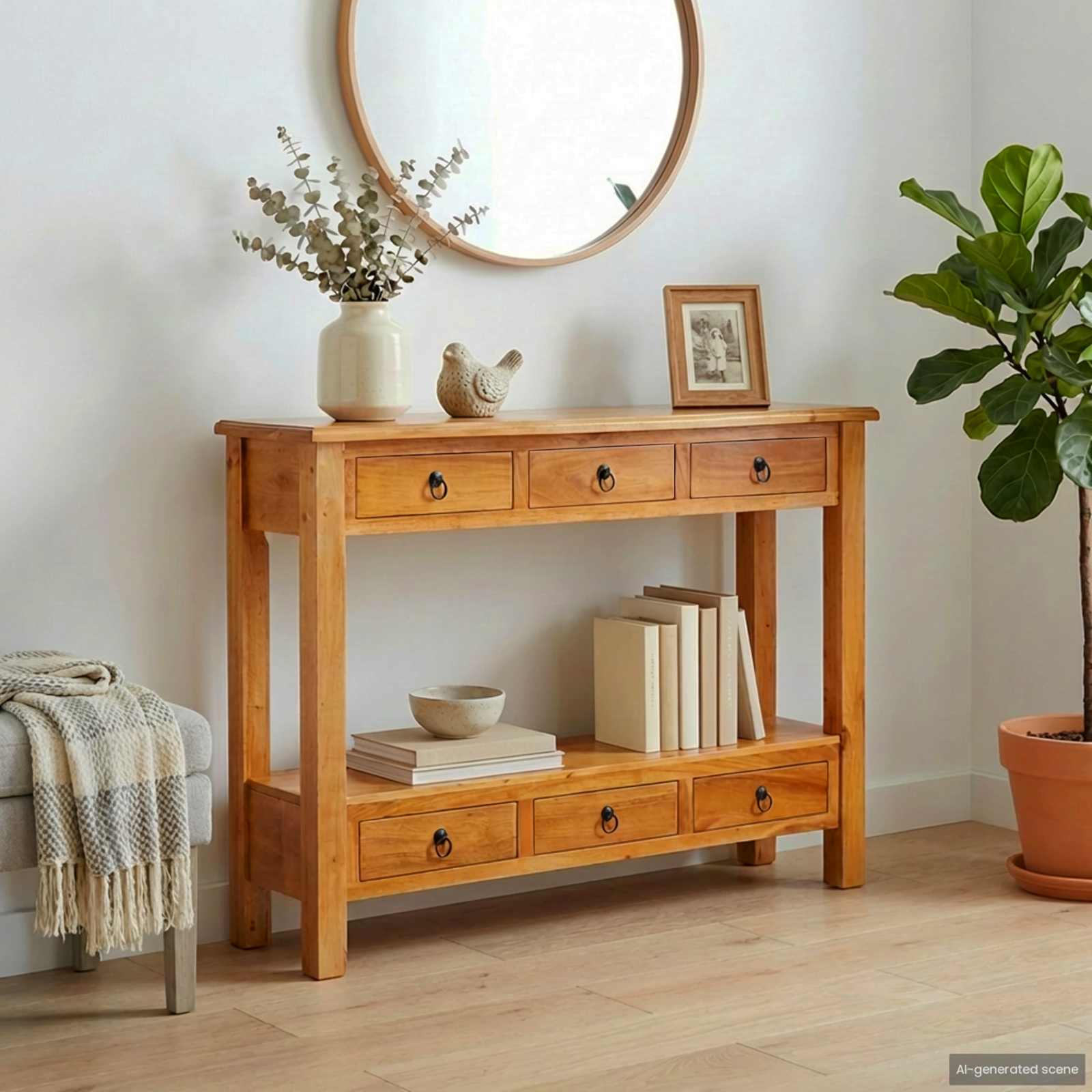 Konsolentisch Natur Massiv Mahagoni 115cm