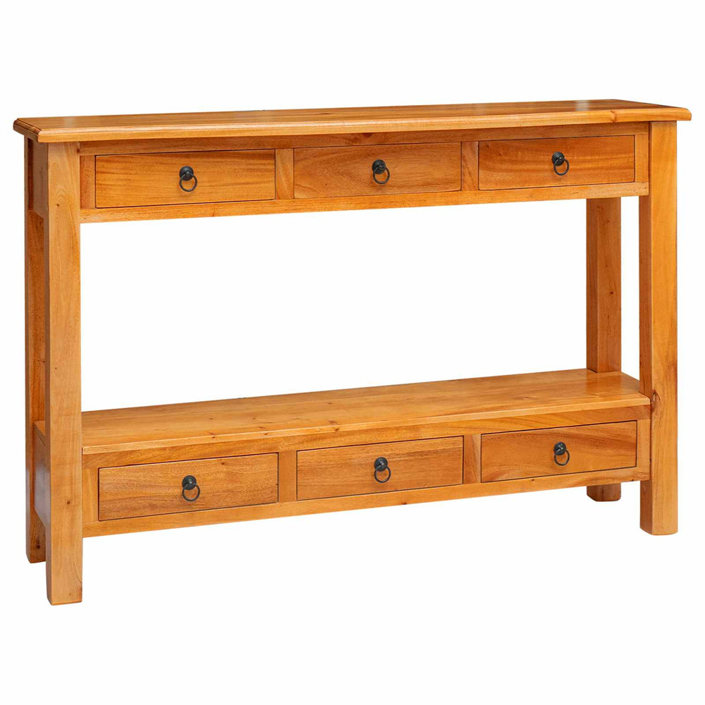 vidaXL Table console naturel 115 x 32 x 76 cm Bois d'acajou massif