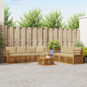 vidaXL Salons de jardin 8 pcs Bois d'acacia massif naturel et beige
