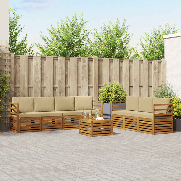 vidaXL Salons de jardin 8 pcs Bois d'acacia massif naturel et beige