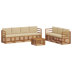vidaXL Salons de jardin 8 pcs Bois d'acacia massif naturel et beige