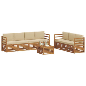 vidaXL Salons de jardin 8 pcs Bois d'acacia massif naturel et beige