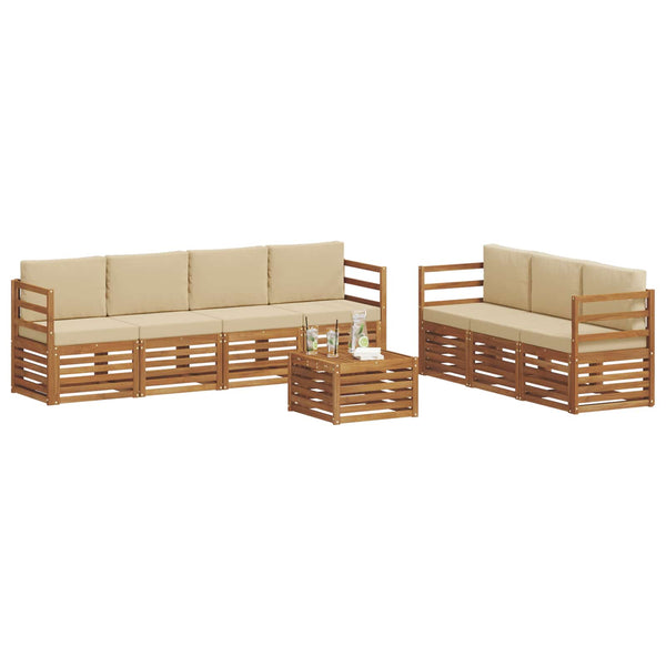 vidaXL Salons de jardin 8 pcs Bois d'acacia massif naturel et beige