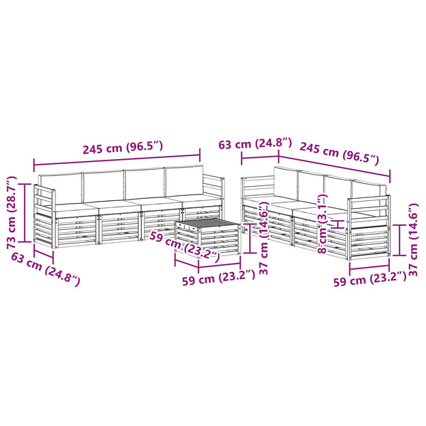 9-teilige Sofagarnitur Akazienholz