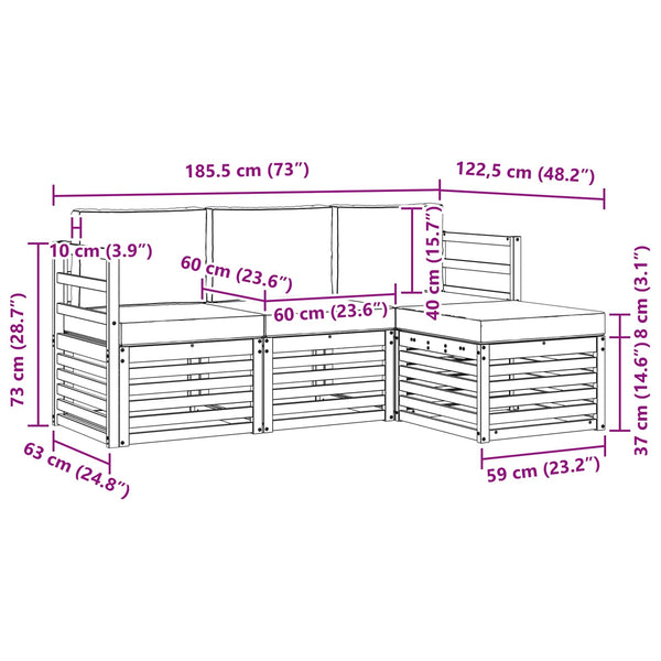 4-tlg. Outdoor-Sofagarnitur Akazie