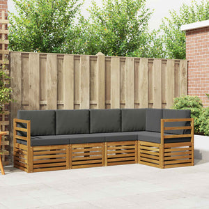 Ecksofa Set Akazie Massivholz 5-teilig