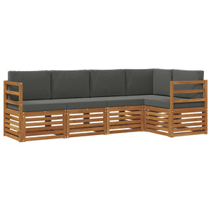 Ecksofa Set Akazie Massivholz 5-teilig