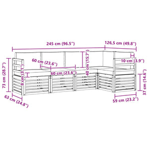 Ecksofa Set Akazie Massivholz 5-teilig