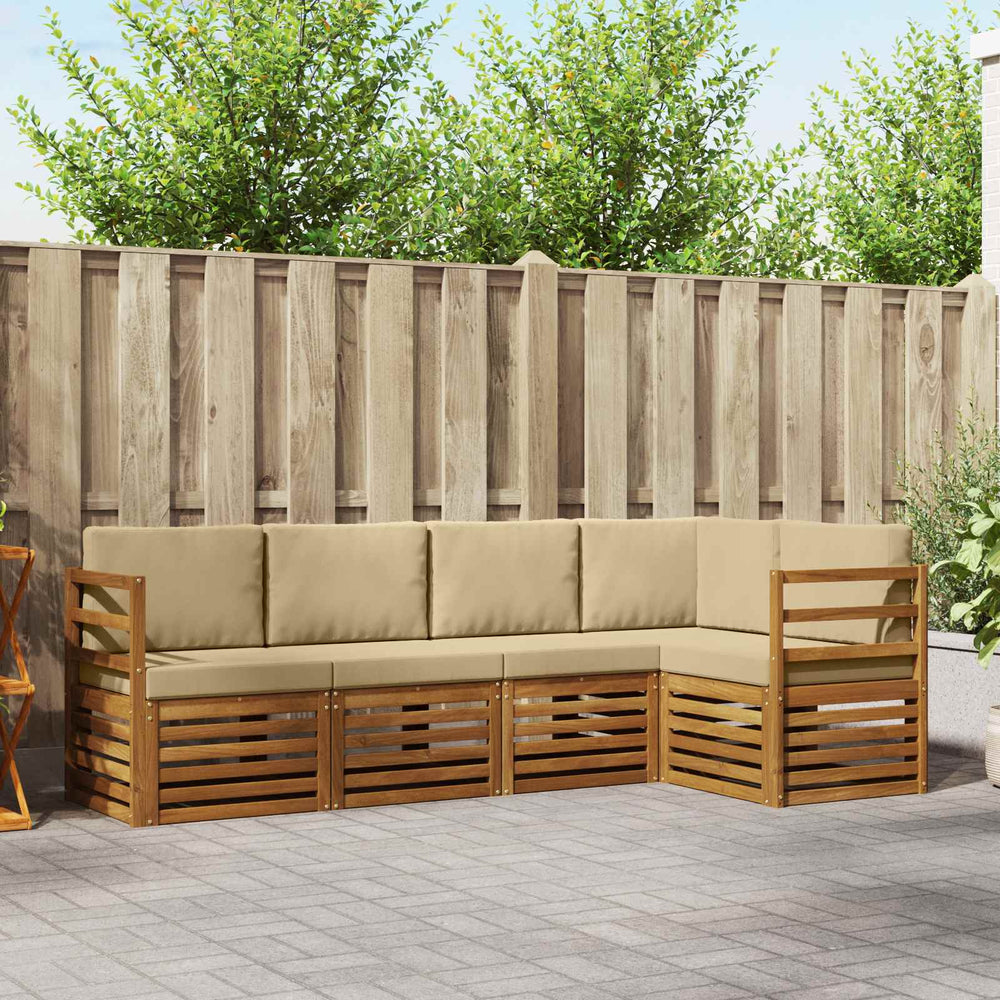 Ecksofa Set Akazie Massivholz mit Kissen
